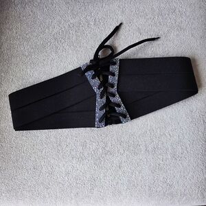 Black Lace-Up Waist Belt